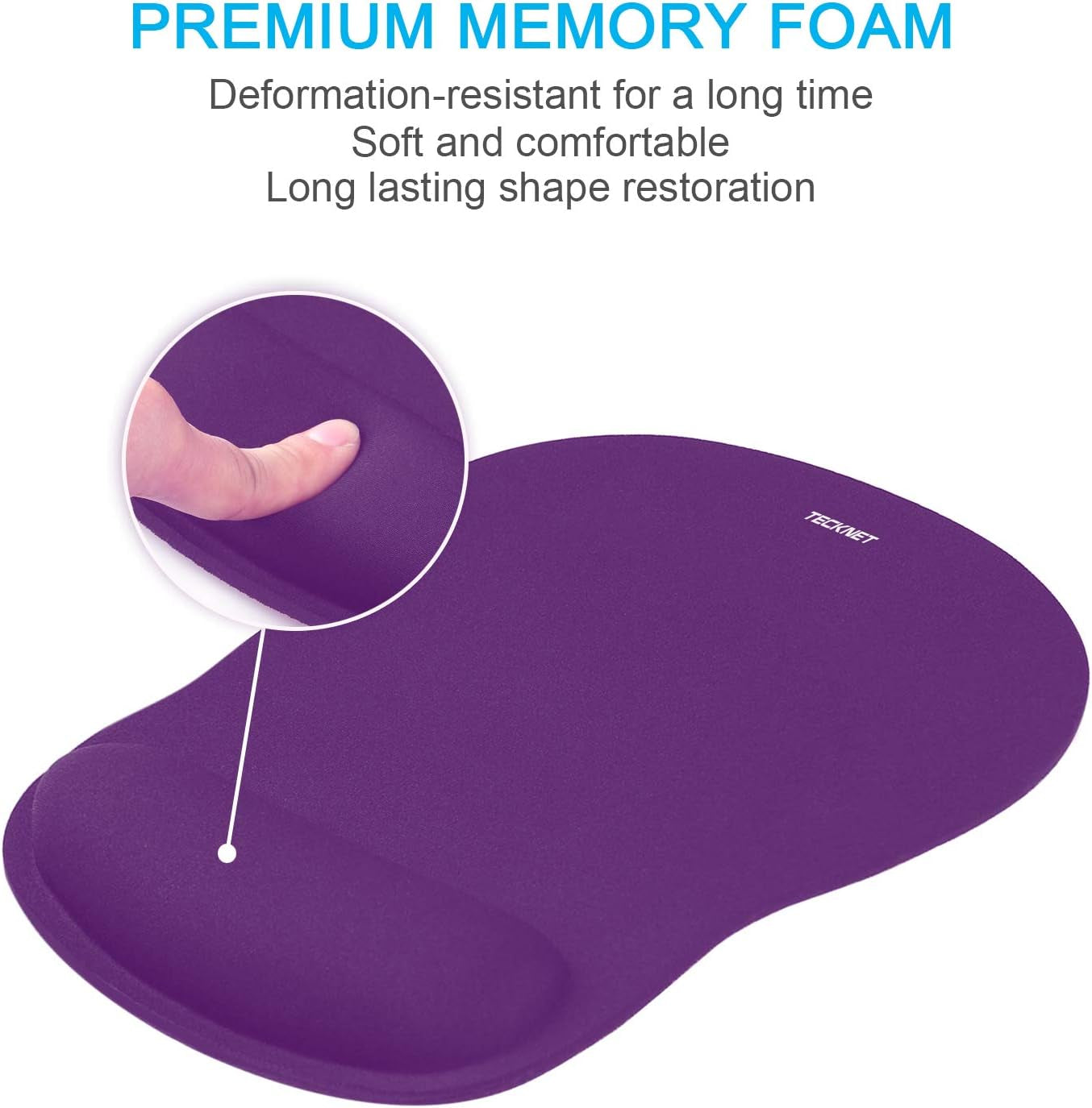 Mouse Pad with Wrist Support, Ergonomic Gaming Mouse Pad Pain Relief, Portable Comfortable Mousepad for Computer, Laptop, Office, Home and Travel, Non-Slip Base, Waterproof Surface, Purple