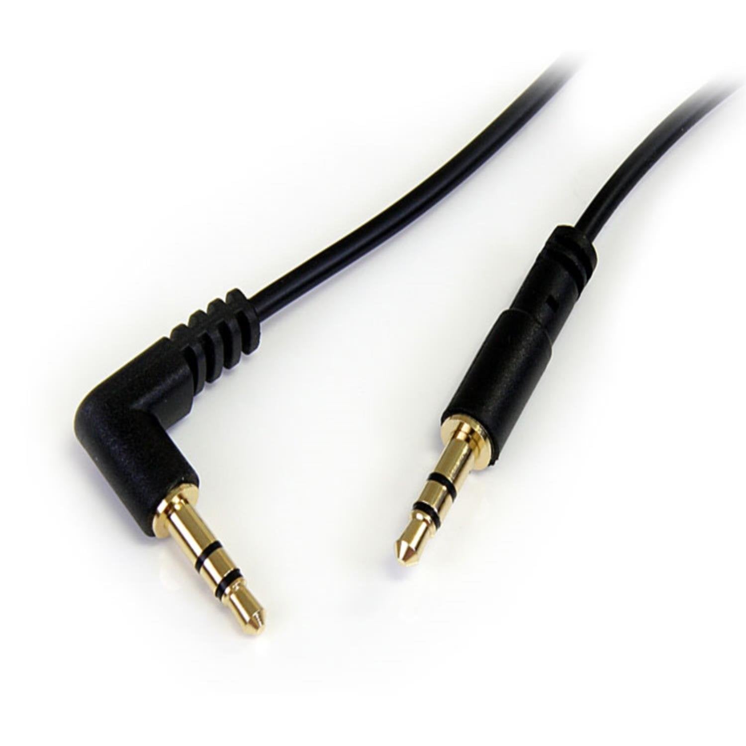 1 Ft. (0.3 M) Right Angle 3.5 Mm Audio Cable - 3.5Mm Slim Audio Cable - Male/Male - Aux Cable (MU1MMSRA), Black