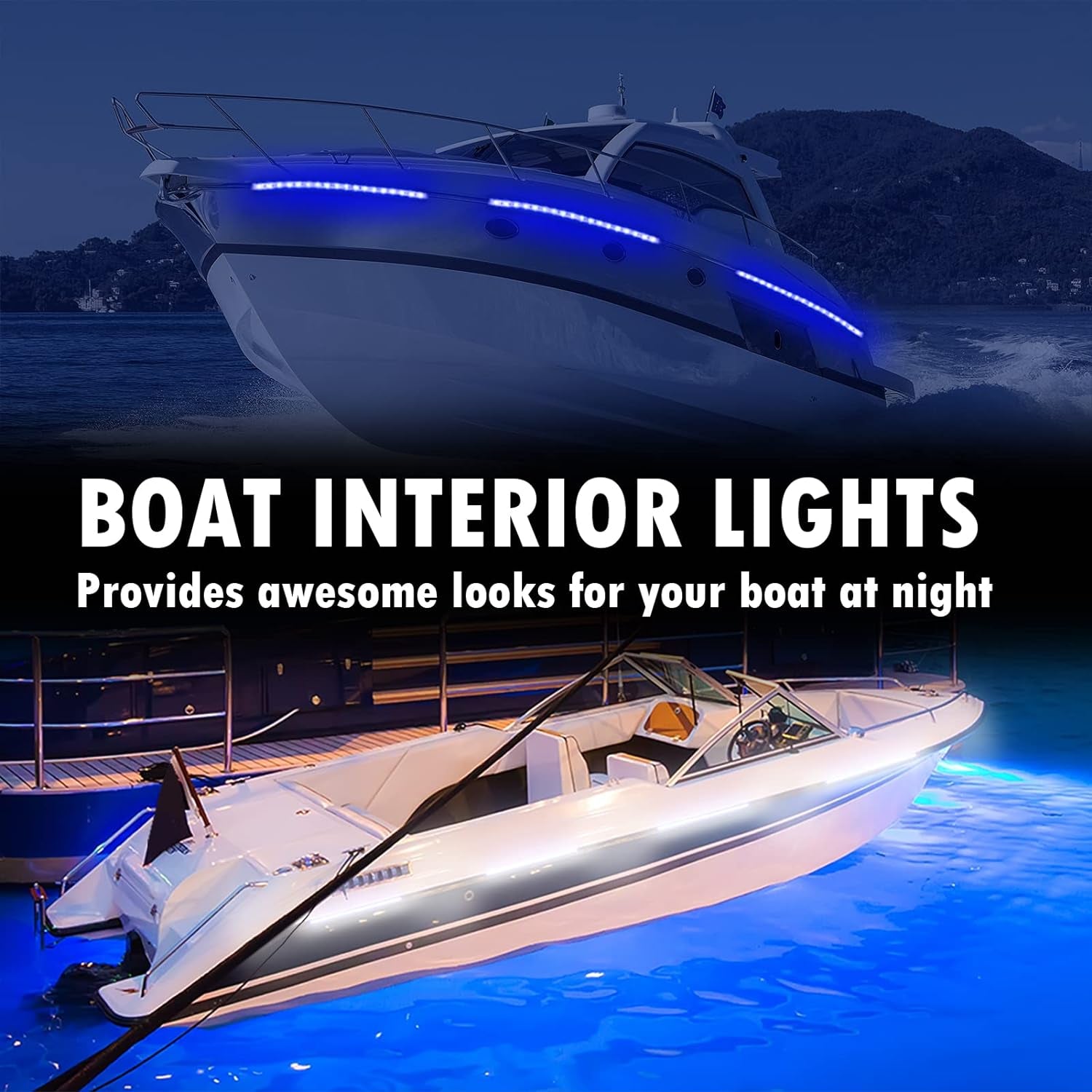 LED Pontoon Boat Lights, IP67 Waterproof Interior and Deck Light for Night Fishing, Courtesy Lighting for Yachts, Bass Boats, and Jet Skis(Blue, 3.5W)