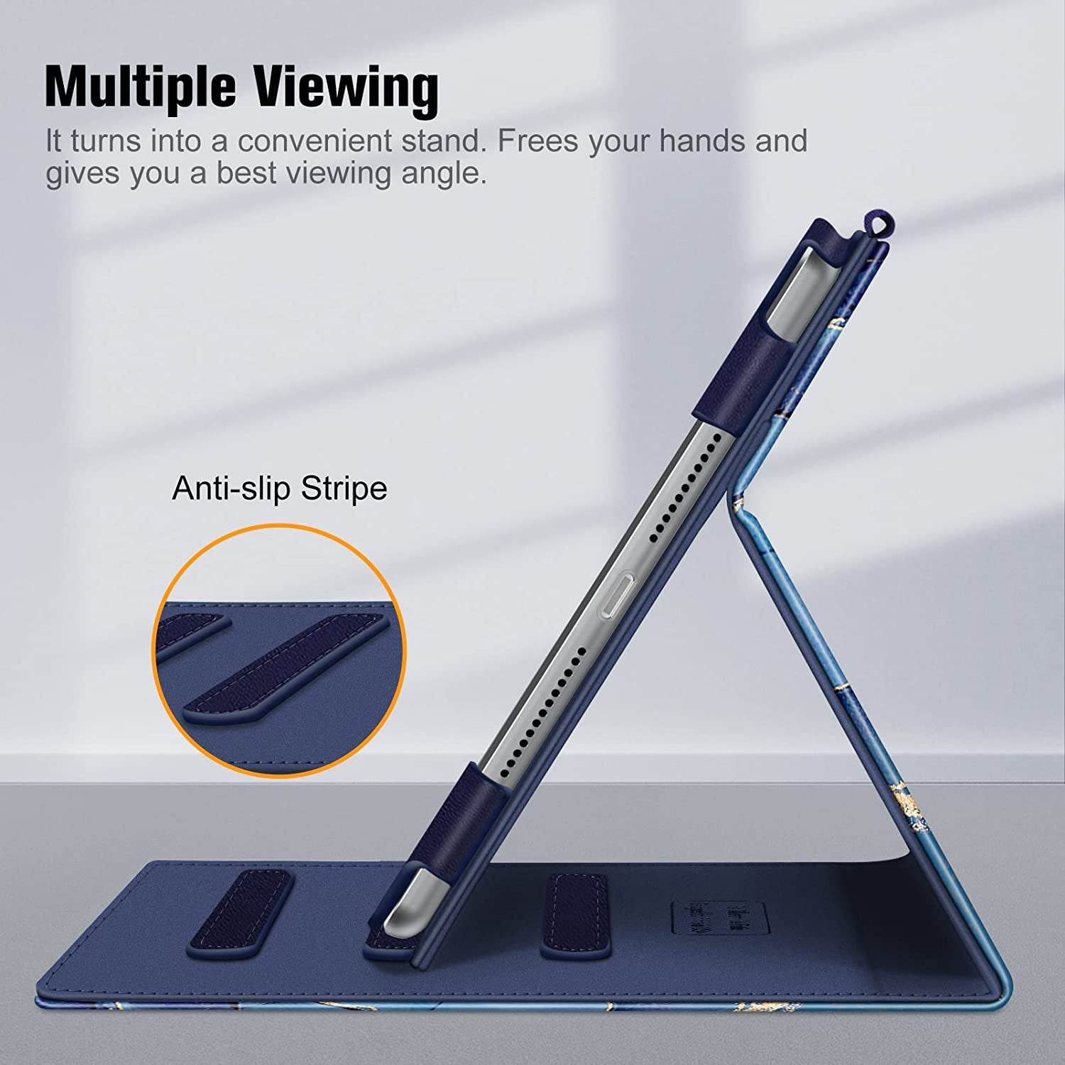 Case for Ipad 9Th / 8Th / 7Th Generation (2021/2020/2019) 10.2 Inch - [Corner Protection] Multi-Angle Viewing Stand Cover with Pocket & Pencil Holder, Auto Sleep Wake, Ocean Marble