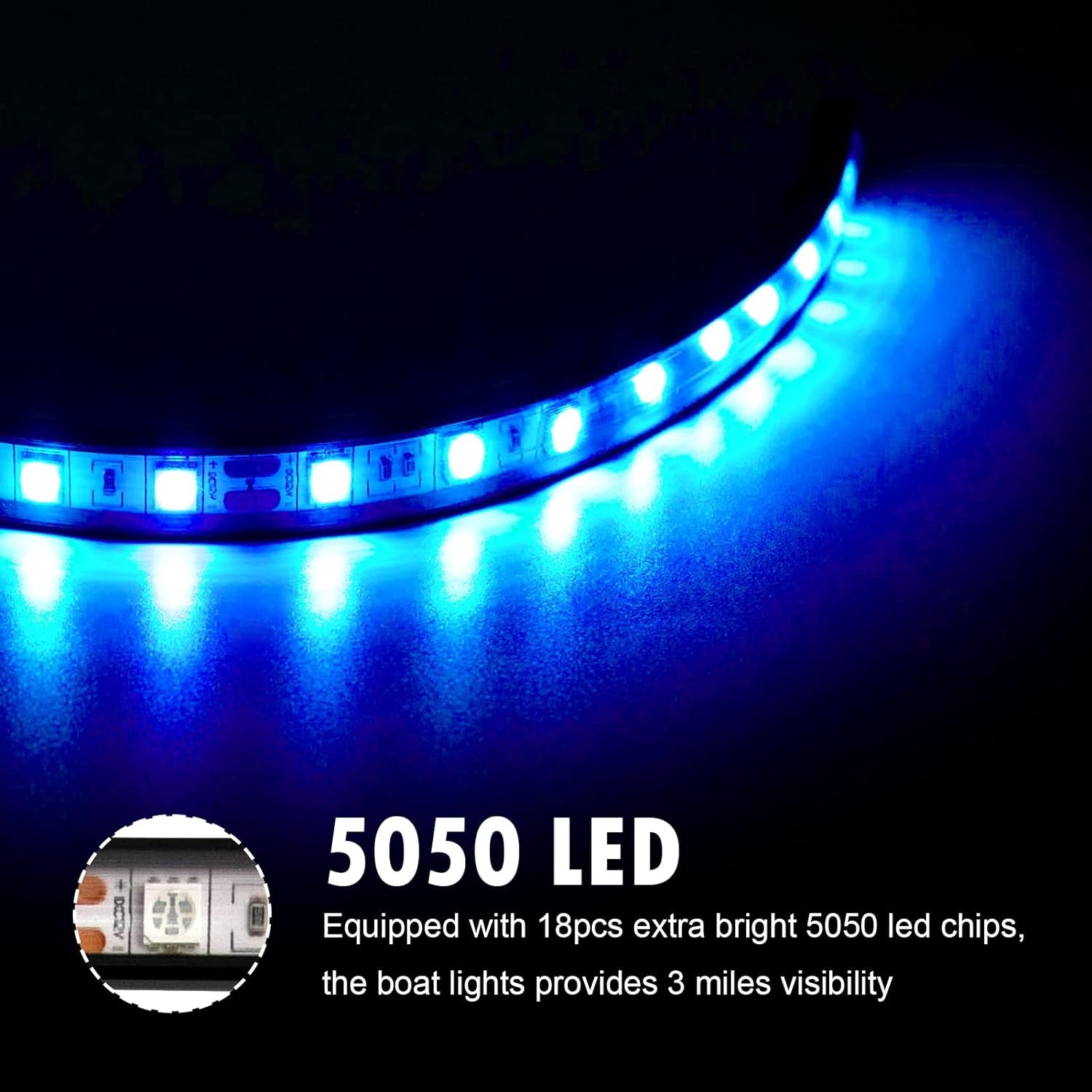 LED Pontoon Boat Lights, IP67 Waterproof Interior and Deck Light for Night Fishing, Courtesy Lighting for Yachts, Bass Boats, and Jet Skis(Blue, 3.5W)