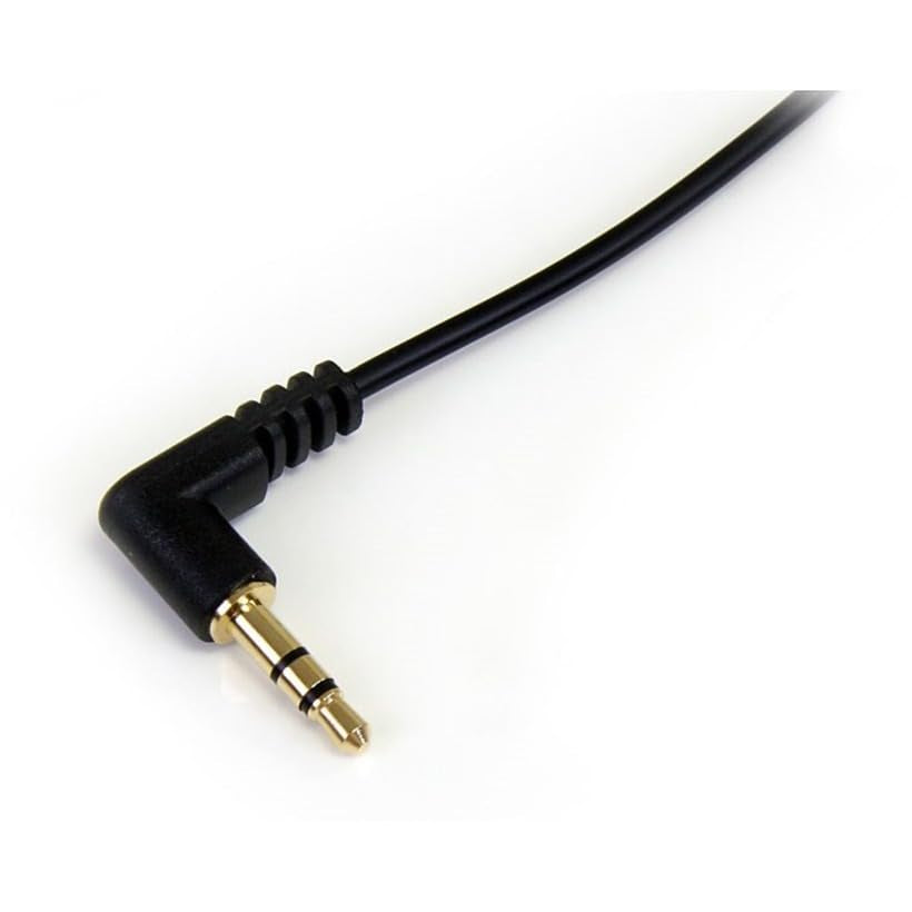 1 Ft. (0.3 M) Right Angle 3.5 Mm Audio Cable - 3.5Mm Slim Audio Cable - Male/Male - Aux Cable (MU1MMSRA), Black