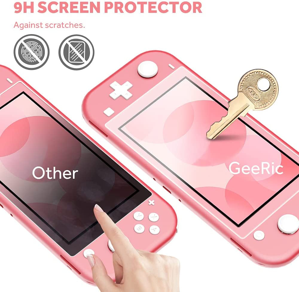 8PCS Case Compatible with Switch Lite, (Not Compatible with Switch) Carrying Case Accessories Kit, 1 Soft Silicon Case + 2 Screen Protector + 4 Thumb Caps + 1 Storage Carrying Bag