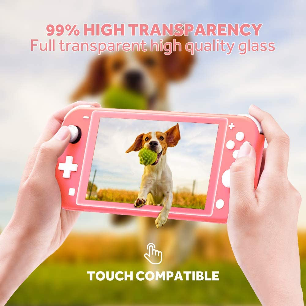 8PCS Case Compatible with Switch Lite, (Not Compatible with Switch) Carrying Case Accessories Kit, 1 Soft Silicon Case + 2 Screen Protector + 4 Thumb Caps + 1 Storage Carrying Bag