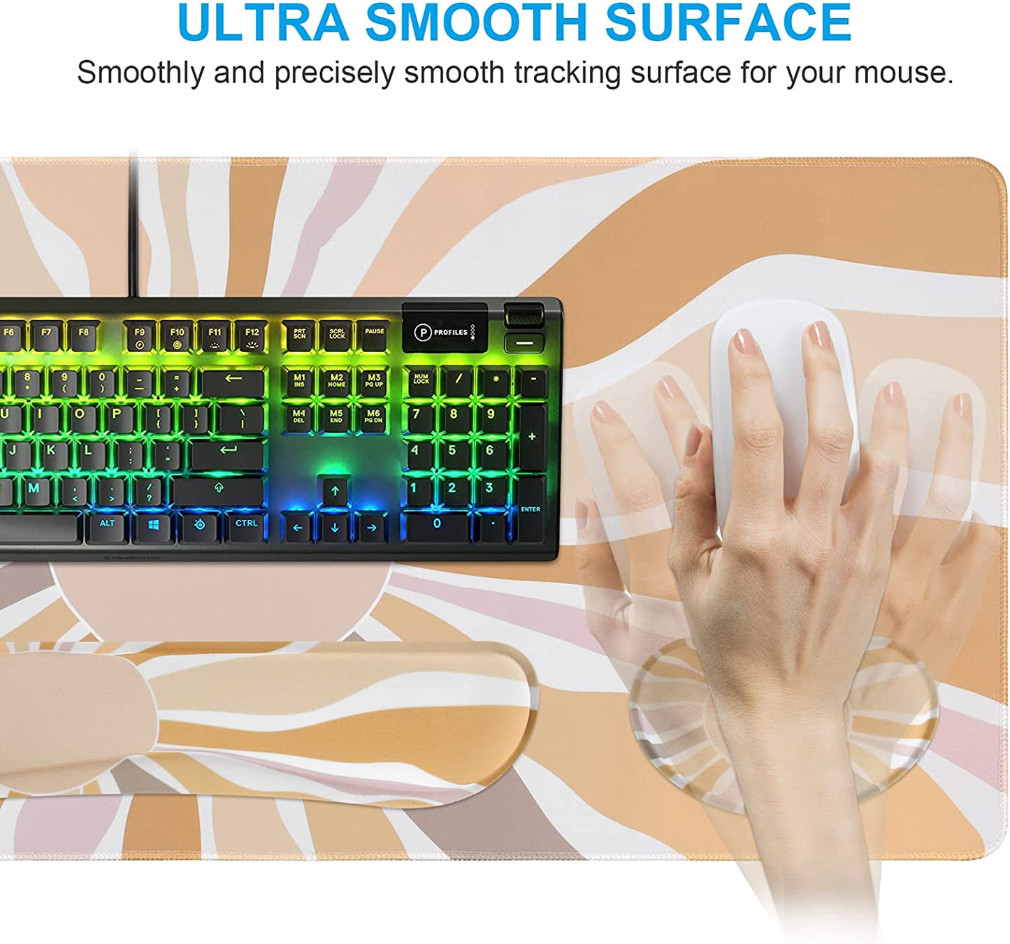 Keyboard Wrist Rest Mouse Pad Set(35.4X15.7 In), Large Gaming Mouse Pad Wrist Support, Memory Foam, Easy Typing Pain Relief, 3In1 XXL Ultra Thick Desk Mat Pad for Computer Keyboard (Sunshine)