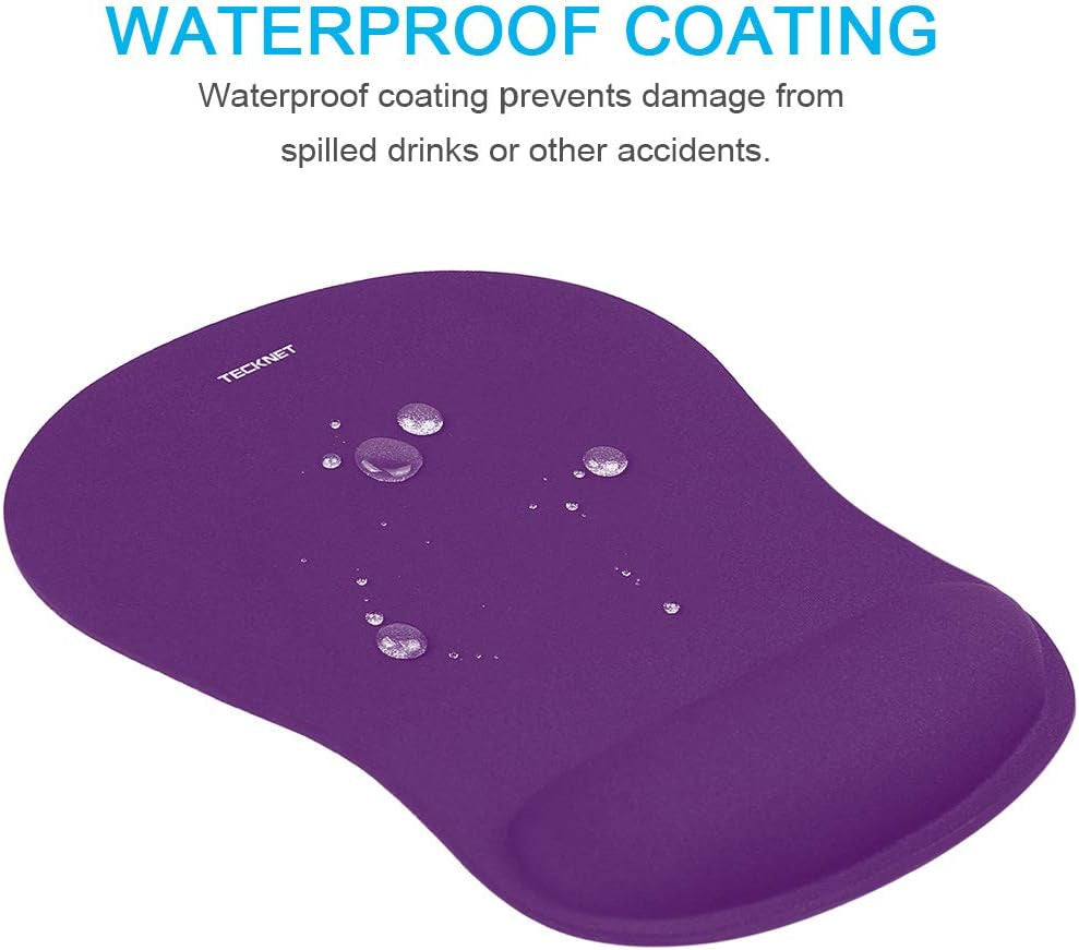 Mouse Pad with Wrist Support, Ergonomic Gaming Mouse Pad Pain Relief, Portable Comfortable Mousepad for Computer, Laptop, Office, Home and Travel, Non-Slip Base, Waterproof Surface, Purple