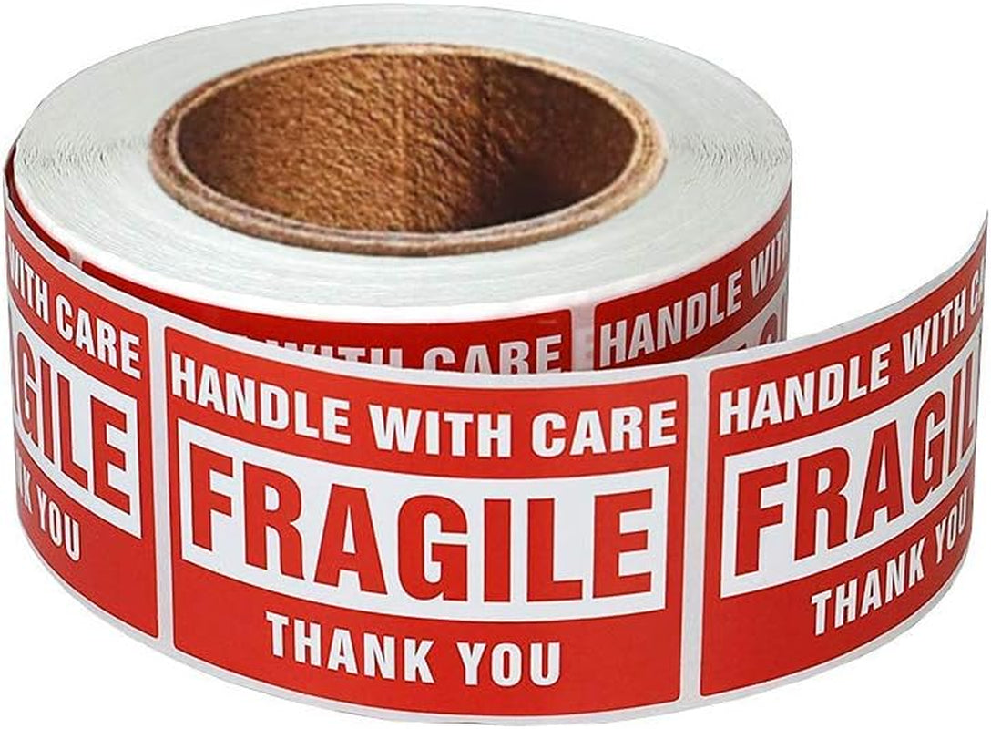 Enko 4 X 6 Inch Large Fragile Stickers Handle with Care Warning Packing Shipping Label - Permanent Adhesive (1 Roll, 500 Labels)