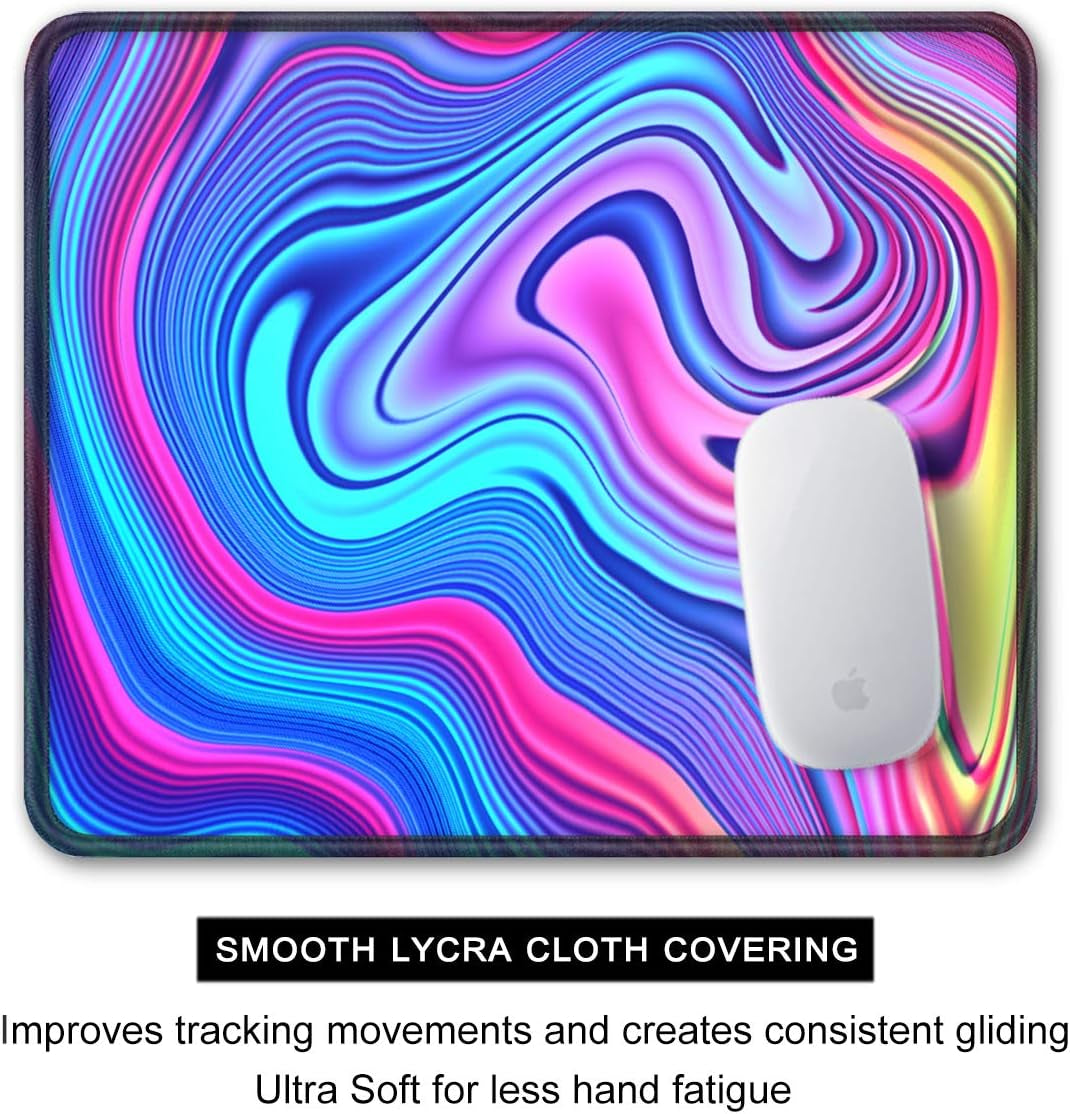 Mouse Pad, 12 X 10 in Thick Rubber Premium-Textured Non-Slip Stitched Edges Waterproof Square Mouse Mat with Cute Pattern for Gaming Work Computer Office, Larger, Colorful Wave